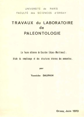 Dauphin Y. (1973) La faune albienne de gourdon (Alpes-maritimes): Étude du remplissage et des structures internes des ammonites