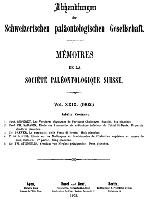  Étude monographique des ammonites du crétacique inférieur de Châtel-Saint-Denis.